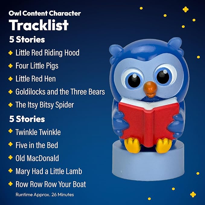 Kids Book Projector – 5 Daniel Tiger & 5 Classic Read-Aloud Stories, 10 Songs & Night Light & Soothing Dream Music | Children Ages 3+ Storytime Projector for Kids & Toddler | Toys, Owl & Daniel Tiger