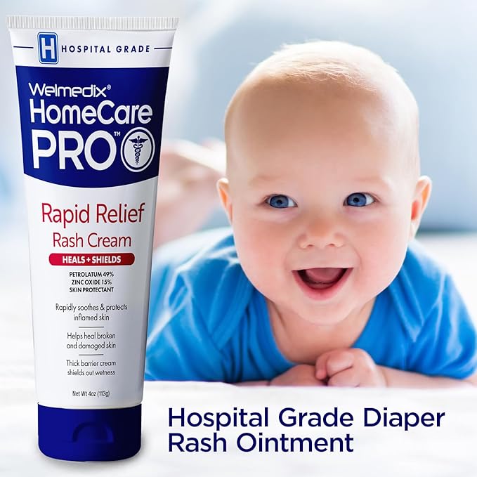 HomeCare PRO Rapid Relief Adult Diaper Rash Cream – Extra Thick, Moisturizing Barrier Cream for Incontinence and Healing/Zinc Oxide (4oz Tube)