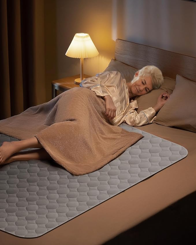 Washable Bed Pads 36" x 52" - 4 Pack, Grey, Waterproof Bed Pads for Incontinence, Bed Wetting Pads for Bed, Sofa, Floor, Resuable Underpads for Adults, Seniors, Pet