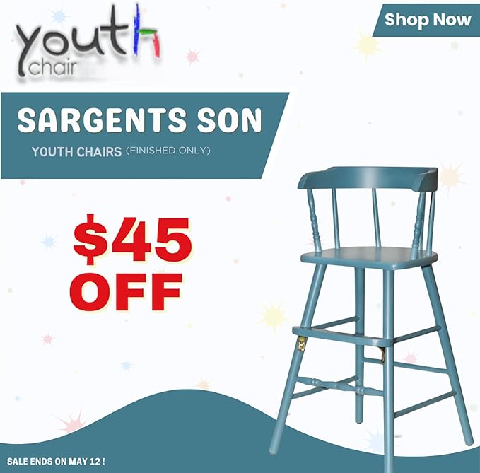 Sargent's Sons Amish Style Wooden Youth Chair, Desk Chair, Youth Dinning Chair with Step & Arms (White Finish)