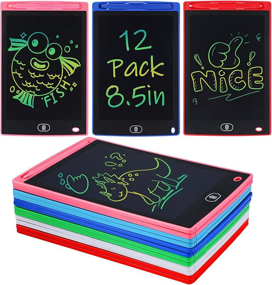 12 Pack LCD Writing Tablet for Kids Bulk - 8.5in Colorful Drawing Tablet Erasable Doodle Board, Educational Learning Travel Toys for 3 4 5 6 7 8 Kids, Kindergarten and Preschool Must Haves