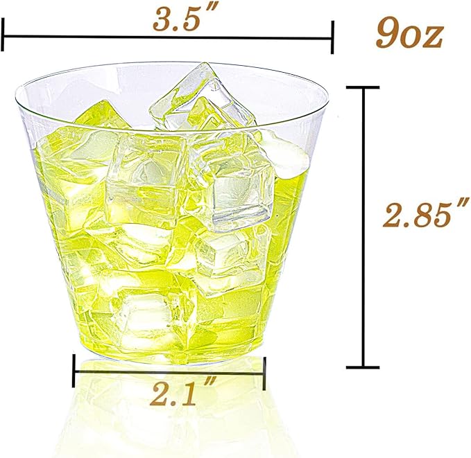 WDF 60 PACK Clear Plastic Cups 9 Oz Clear Disposable Cups For Party, Holiday Gathering, Wedding