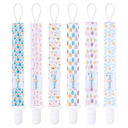 Babygoal Pacifier Clips, 6 Pack Binky Paci Holder and Leash for Boys and Girls Fits for Most Pacifier, Binkie Styles & Baby Teethers & Toys and Gift 6PS35