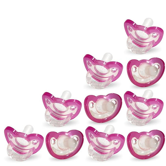RaZbaby Jollypop Pacifier for Newborns & Up, USA Made, Natural Shaped Orthodontic Binky, Lovingly Shared in NICUs & Hospitals Worldwide, Medical-Grade 100% BPA-Free - 0-3 Months, 10 Pack - Pink