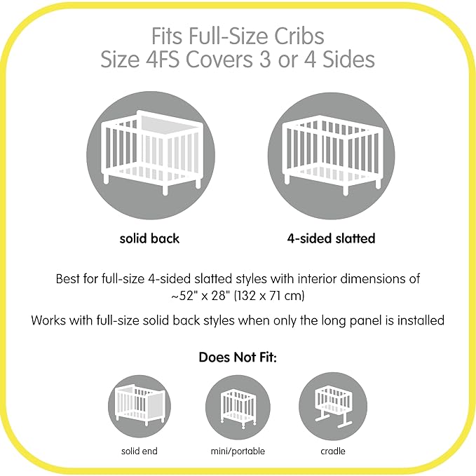 BreathableBaby Breathable Mesh Liner for Full-Size Cribs, Deluxe 4mm Mesh, Elephants (Size 4FS Covers 3 or 4 Sides)