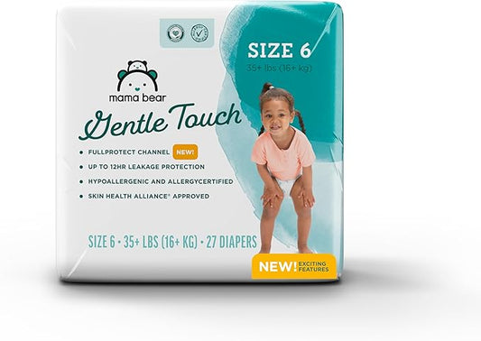 Amazon Brand - Mama Bear Gentle Touch Diapers, Size 6, 27 Count