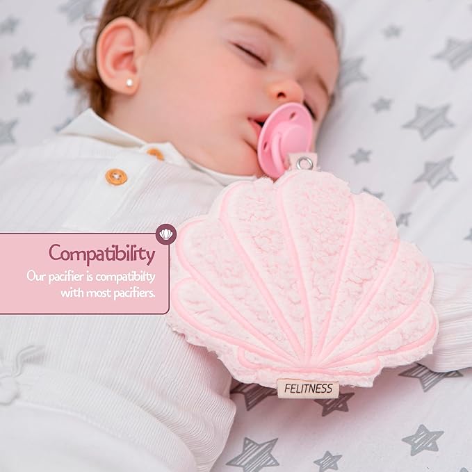 Pacifier Lovey Holder Clip Animal Shell for Baby Girl and Boy