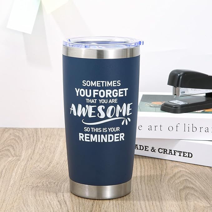 NOWWISH Birthday Gifts for Men, Inspirational Awesome Tumbler, Cup for Men Dad Father Husband Boyfriend Best Friend - Navy Blue 20oz