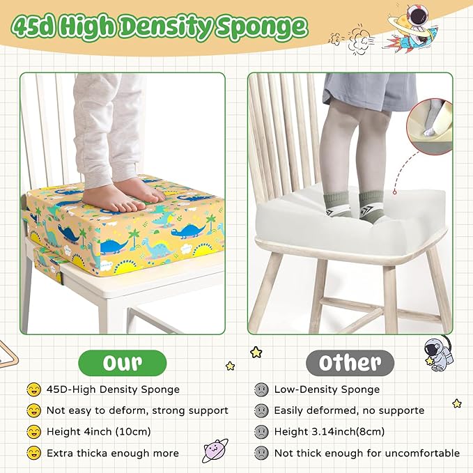 Booster Seat for Dining Table, Toddler Booster Seat for Dining Table with Safety Buckles, Anti-Scratch Easy Cleaning Kids Toddler Booster Seat for Table