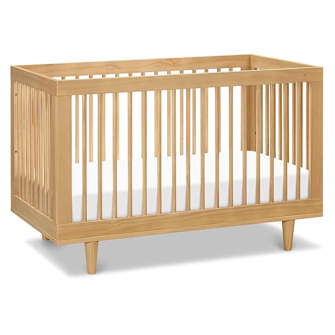 DaVinci Marley 3-in-1 Convertible Baby Crib - GREENGUARD Gold Certified Convertible Crib to Toddler Bed and Daybed - Wooden Baby Bed with 4 Adjustable Mattress Heights - Easy to Assemble - Honey