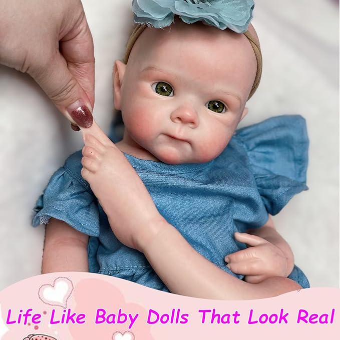 Realistic 18inch Full Silicone Baby Dolls, Real Life Handmade Painted Silicone Reborn Baby Doll Bettie