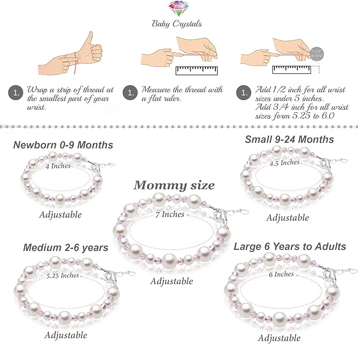 Sterling Silver Initial Charm Personalized Birthstone Bracelets for Girls, Baby Girl, Birthday Gifts for, Newborn, infant, Toddler, Teen, Pearl Bracelet, Birthstone Jewelry Crystals