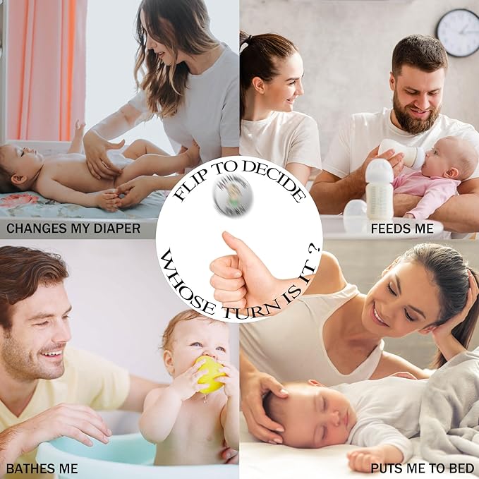 Fathers Day New Baby Gifts for Parents,Double-Sided Decision Coin Gift for New Mom & Dad,Funny Baby Shower Gifts for Couple,Gifts for Pregnant Women as Halloween Thanksgiving Christmas Gift，D-Silver