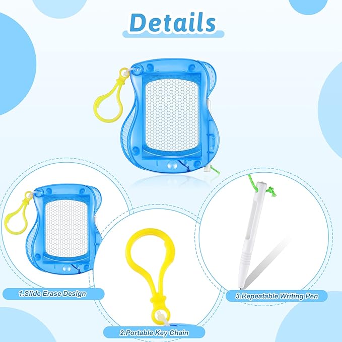 36 Pcs Mini Magnetic Drawing Board Doodle Boards for Backpack Keychain Clip Erasable Drawing Sketch Pad Birthday Party Favors Goodie Bags Prizes Classroom, 6 Colors