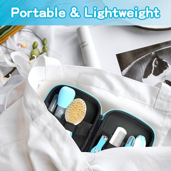 Baby Grooming Kit，Electric Safety Nail Trimmer Baby Nursery Kit，Infant Safety Care Set with Hair Brush Comb Nail Clipper Nasal Aspirator,Baby Essentials Kit for Newborn Girls Boys (21 PC-Blue Kit)