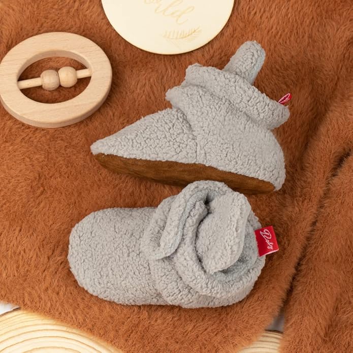 Sawimlgy Newborn Infant Baby Girl Boy Cotton Booties Stay On Sock Slippers Soft Bedroom Shoes Non-Skid Ankle Boots With Grippers Toddler Crib Warm Shoe First Walker Birthday Shower