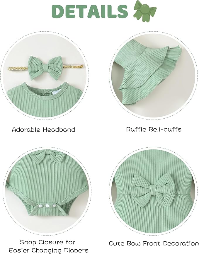 SUNNY PIGGY Baby Girl Clothes Infant Newborn Outfits Romper 0-18 Month Toddler Girls’ Clothing Pant Set