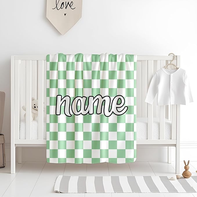 Ship Next Day, Personalized Baby Blanket for Boys Girls - Printed in USA, Custom Baby Blanket with Name Super Soft Plush Flannel, Easter Christmas Brithday Gifts for Baby Shower Kids Toddlers Newborn