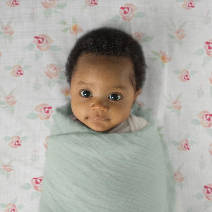 SwaddleDesigns Cotton Muslin Swaddle Blanket, Receiving Blanket for Baby Boys & Girls, Best Registry Gift, 46x46 inches, Watercolor Peachy Pink Floral