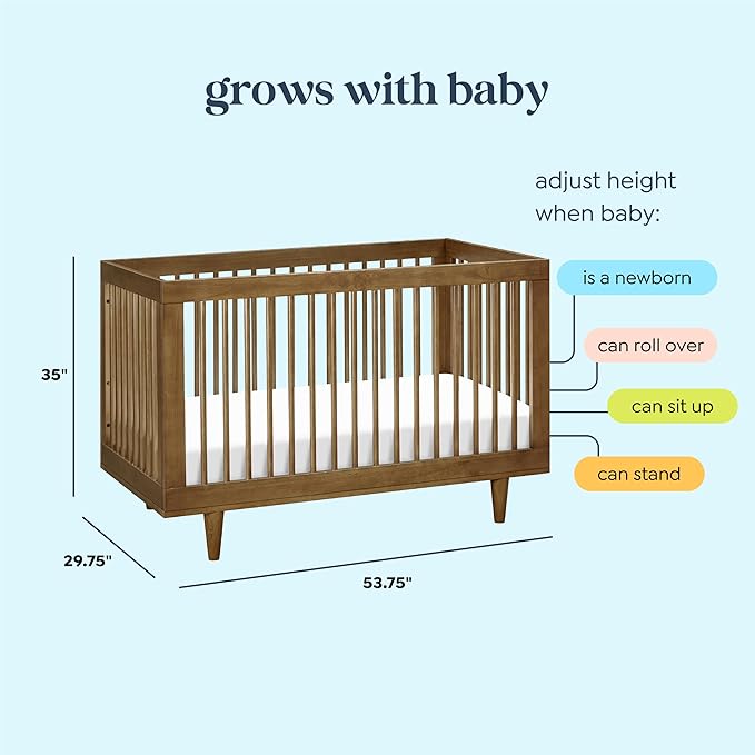 DaVinci Marley 3-in-1 Convertible Baby Crib - GREENGUARD Gold Certified Convertible Crib to Toddler Bed & Daybed - Wooden Baby Bed with 4 Adjustable Mattress Heights - Easy to Assemble - Walnut