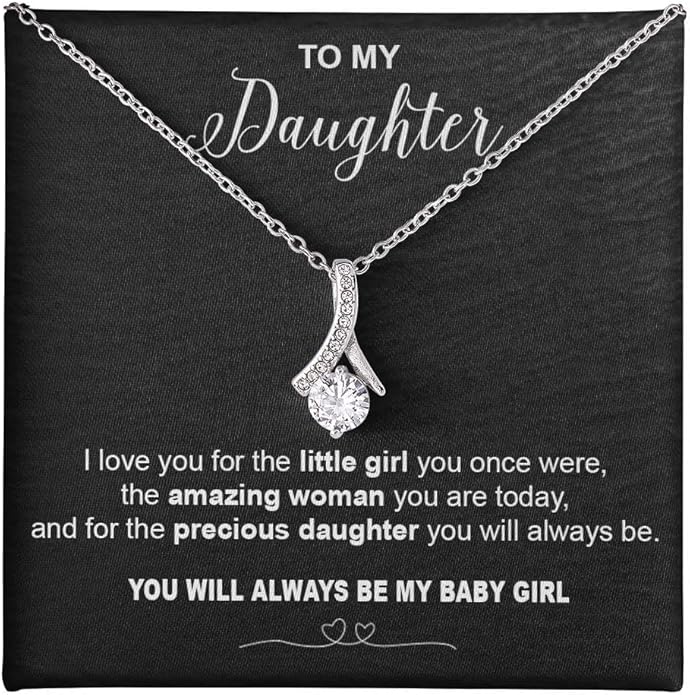 To My Daughter Gift Necklace From Dad or Mom - Badass Daughter Jewelry With Heartfelt Message & Elegant Box