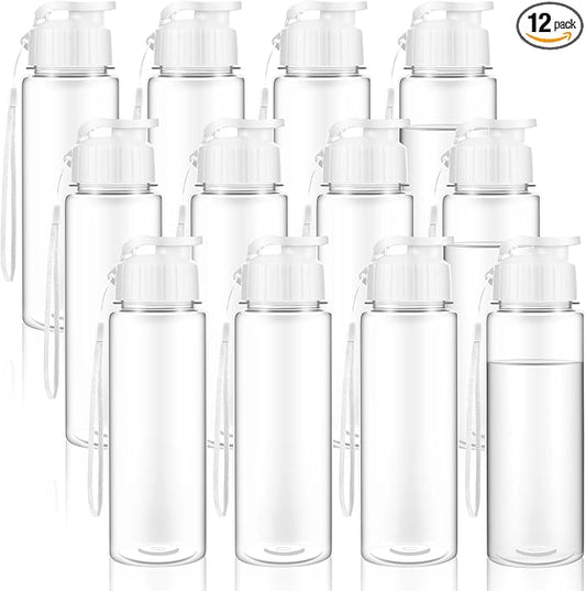 Olgaa 12 Pack Water Bottles Bulk 17 oz End of the Year Gifts for Students Kids from Teacher Reusable Leak Portable Plastic Sports Summer Drink Water Bottles with Handle Strap for Cycling Camping