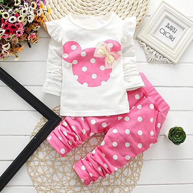 Cute Toddler Baby Girls Clothes Set Long Sleeve T-Shirt and Pants Kids 2pcs Outfits