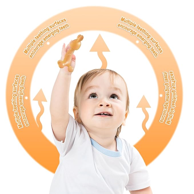 WAJIAYON Easter Bunny 2 Pack Amber Oil Baby Teething Toys for Babies,Silicone Baby teethers for Babies 3 Months+,Rabbit Freezer BPA Free Soft and Textured Chew Infant Toys Gifts for Boys and Girls