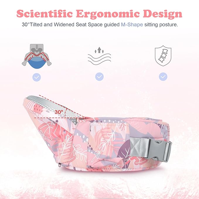 Baby Hip Carrier - Adjustable Waistband & Hip Seat for Newborn-Toddler (Up to 66 Lbs) with Pockets for Parents