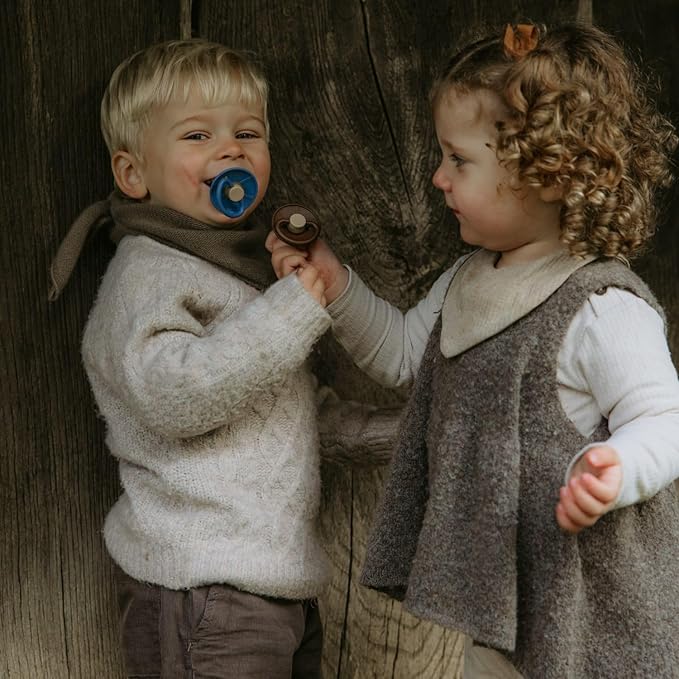 FRIGG Little Viking Natural Rubber Baby Pacifier 2-Pack | Made in Denmark | BPA-Free (Cocoa/Cream, 0-6 Months)