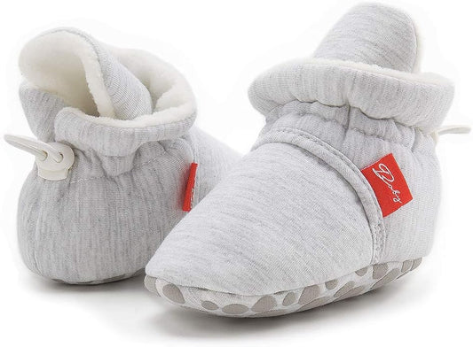 Sawimlgy Newborn Infant Baby Girl Boy Cotton Booties Stay On Sock Slippers Soft Bedroom Shoes Non-Skid Ankle Boots With Grippers Toddler Crib Warm Shoe First Walker Birthday Shower