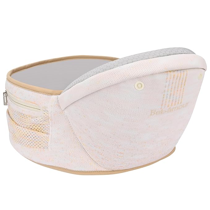 Bebamour Baby Carrier with Hip Seat,All-Position Breathable Mesh Hip Seat & Carrier 0-36Months with Head Hood, 3 PCS Teething Pads, Waist Extender,Storage Bag & Pacifier Case (White)