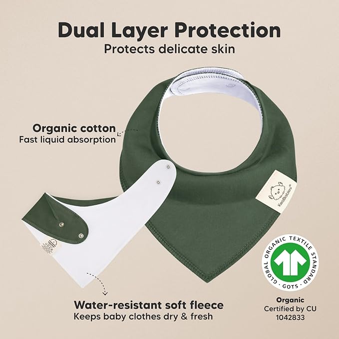 8-Pack Organic Baby Bandana Bibs for Boys, Girls - Super Absorbent Triangle Baby Bibs for Drooling and Teething Infant, 100% Cotton Extra Soft for Newborn, Infant 0-36 Months (Thunder)