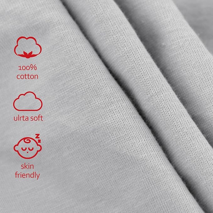 Changing Pad Covers Beige Grey for Boys Girls, Cotton 2 Pack Unisex Changing Table Pad Cover Cradle Sheet Soft and Breathable 16" x 32" for Standard Baby Changing Pads