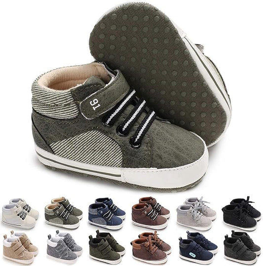 CENCIRILY Baby Boys Girls High Top Sneakers Soft Soles Anti Skid Infant Ankle Shoes Toddler Prewalker First Walking Crib Shoes
