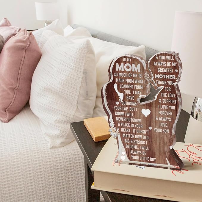 Mom from Son, Stocking Stuffers for Mama, Best Mom Ever, Unique Birthday Present Ideas for New Mom First Time Mom - Desk Decor Acrylic Sign