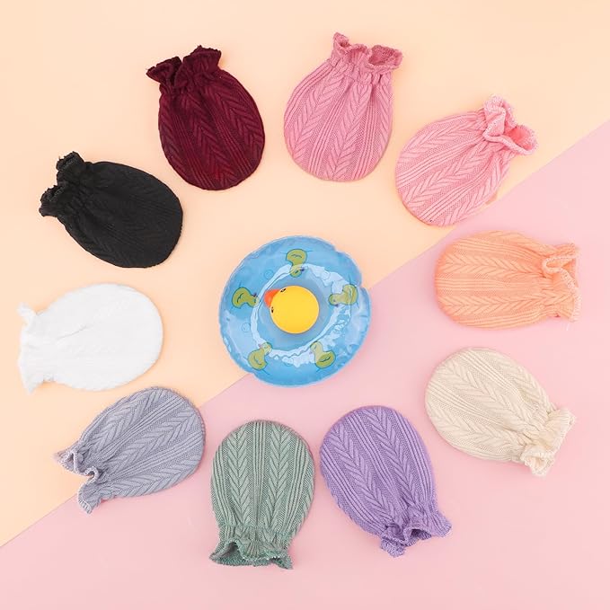BQUBO 12 Pairs Baby Mittens Newborn Infant Toddler Mittens No Scratch Cotton Elastic Wrist Gloves for Boys Girls 0-6 Months