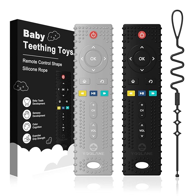 Baby Teether [Original] - Silicone Teething Toys for Babies, Remote Control Shape Teething Relief Chew Toy | Stuff Essential and Gift for Toddler Infant Boy Girl 3+ Months | 2 Pieces