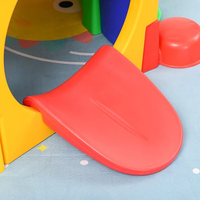 Qaba Caterpillar Tunnel, Toddler Tunnel for Kids Crawl and Climb Through, Kids' Play Structure Indoor Outdoor, 4 Sections, Multicolored