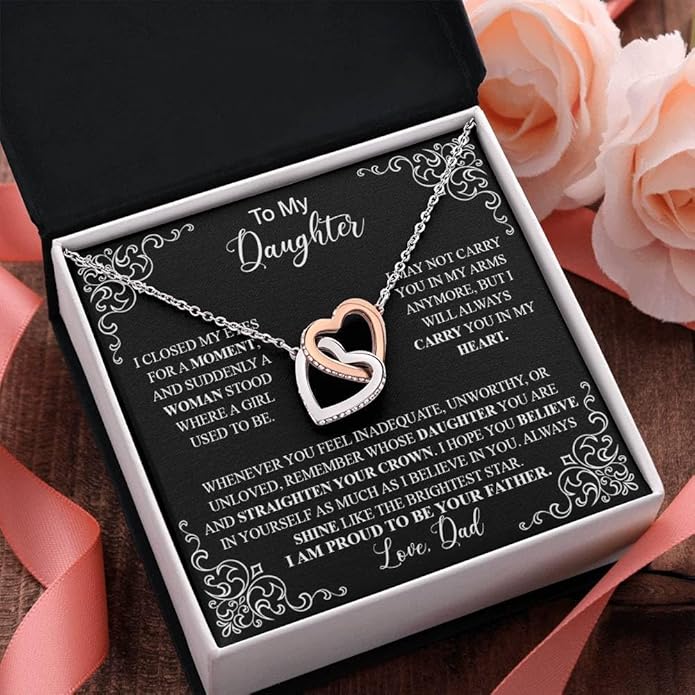 To My Daughter Gift Necklace From Dad or Mom - Badass Daughter Jewelry With Heartfelt Message & Elegant Box