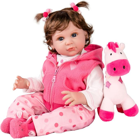 Aori Reborn Baby Girl Dolls - 22 Inch Realistic Lifelike Newborn - Handmade Soft Vinyl Girl Doll with Feeding Accessories | Weighted Cuddly Baby Toddler Gift Set for Kids 3+