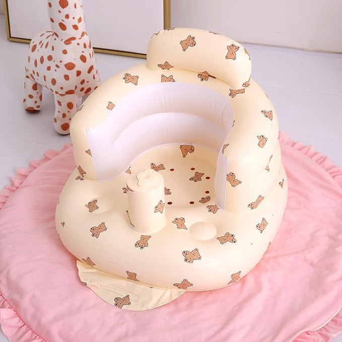 C‌oolcandy Inflatable Baby Seat for 3-36 Months, Toddler Baby Chair Built-in Air Pump, Supportive Sit-Up Chair, Portable & Load-Capable, Ideal for Learning sit, Feeding & Entertaining