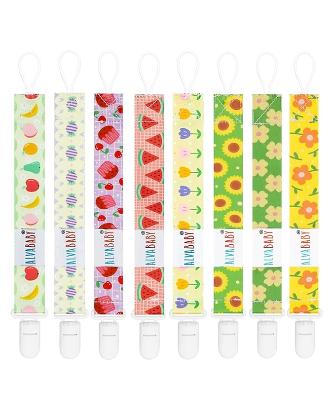 ALVABABY 8 Pack Paci Clip Holder Leashes for Newborn Baby Boys Girls 8DBP07A
