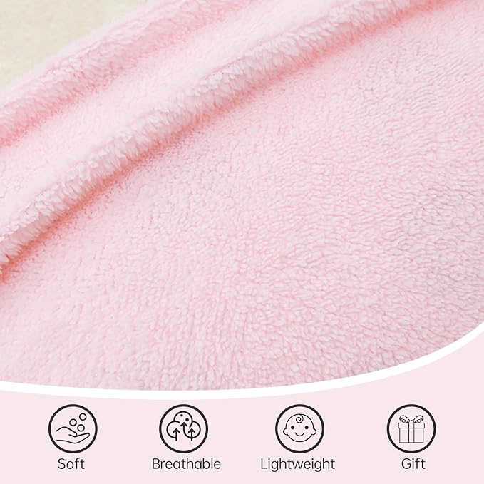 QSTEHEML Baby Blankets for Girls,Super Soft Double Layer Sherpa Blanket Neutral,Baby Gifts Plush Mink Blanket with Furry Binding and Back,Newborn Blankets for Crib(Elephant,30 * 40inch)