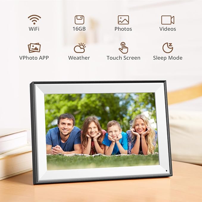 Dragon Touch 10.1'' WiFi Digital Picture Frame - HD IPS Touch Screen Digital Photo Frame Display, Auto-Rotate, Share Photos/Videos Instantly via Free App Best Gifts for Birthday, Wedding, Mom，2 Pack