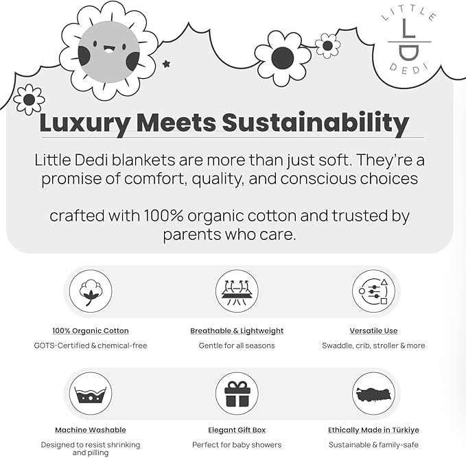 100% Organic Cotton Baby Knitted Blanket with Gift Box - Soft Toddler, Crib, Stroller Blanket - Neutral Swaddle and Receiving Blanket for Newborns, 30"x40", Harbor Mist