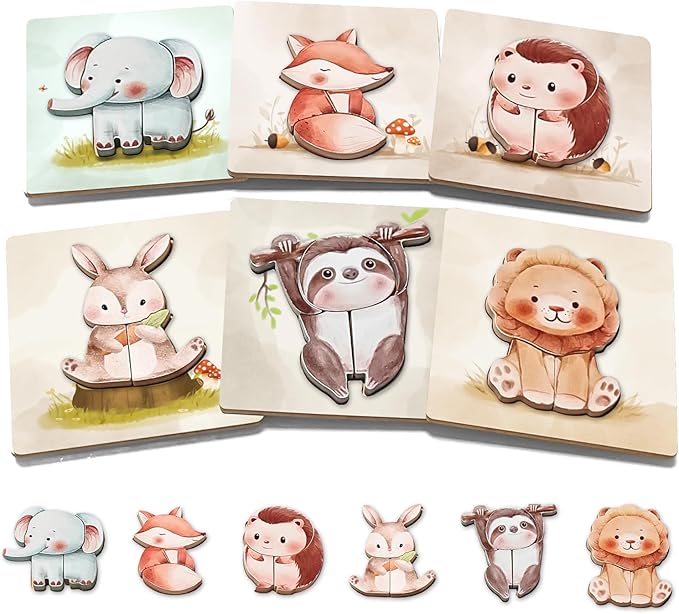 Wooden Puzzles for Toddlers 6 Pack Puzzles Toys for Toddlers 3 4 5 6 Years Old Boys Girls Birthday Christmas Party Favors Gifts Best Gifts for Toddlers
