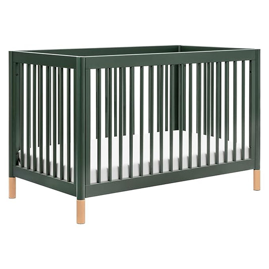 Babyletto Gelato 4-in-1 Convertible Crib with Toddler Bed Conversion in Forest Green with Vegan Blonde Leather Feet, Greenguard Gold Certified