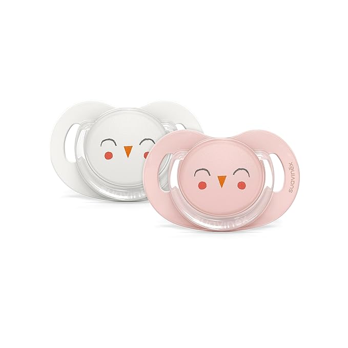 Suavinex Bonhomia SX PRO Physiological Pacifier, Supports Breastfeeding Babies, Pacifiers 6-18 Months, 2 Pack Baby Pacifier, Baby Accessories, (Pink/Beige)