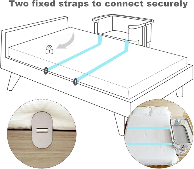 SUNVENO Baby Bassinet, Bedside Sleeper for Baby Easy Folding Portable Crib for Newborn Infant with Detachable Mattress, Straps, Height Angle Adjustable, Breathable Mesh, Grey